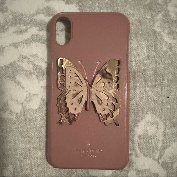 Kate Spade Mauve Golden Butterfly iPhone XR Case - Picture 1 of 2